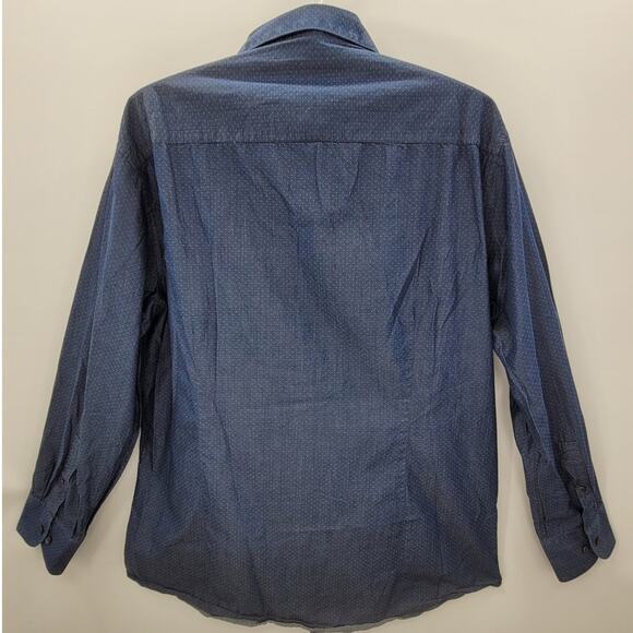 Bar 3 Blue White Dot Long Sleeve Button Up Mens Shirt Size Large - Picture 3 of 13